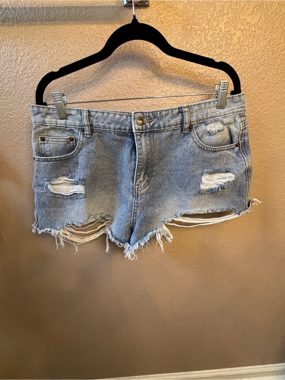Distressed Light Blue Denim Women's Shorts